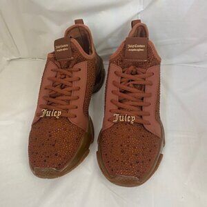 JUICY COUTURE Women's Adana rhinestone sneakers in Cinnamon brown, Size 10